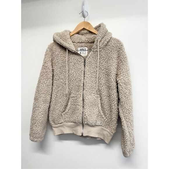 Marc New York Teddy Bear Hooded Jacket Size Extra Small Tan Fleece Full Zip NWT - Picture 3 of 10